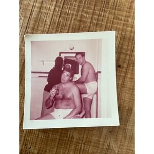 Vintage 1955 Kodak Photo Candid Men in Underwear Bathroom Snapshot Feb 21 1955